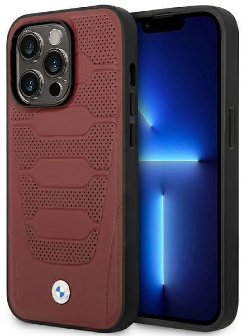 Case BMW BMHMP14X22RPSR iPhone 14 Pro Max 6.7" Burgundy/burgundy Leather Seats Pattern MagSafe