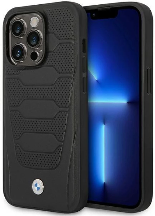 Case BMW BMHMP14L22RPSK iPhone 14 Pro 6.1" black/black Leather Seats Pattern MagSafe