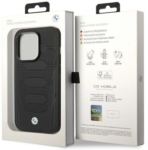 Case BMW BMHMP14L22RPSK iPhone 14 Pro 6.1" black/black Leather Seats Pattern MagSafe