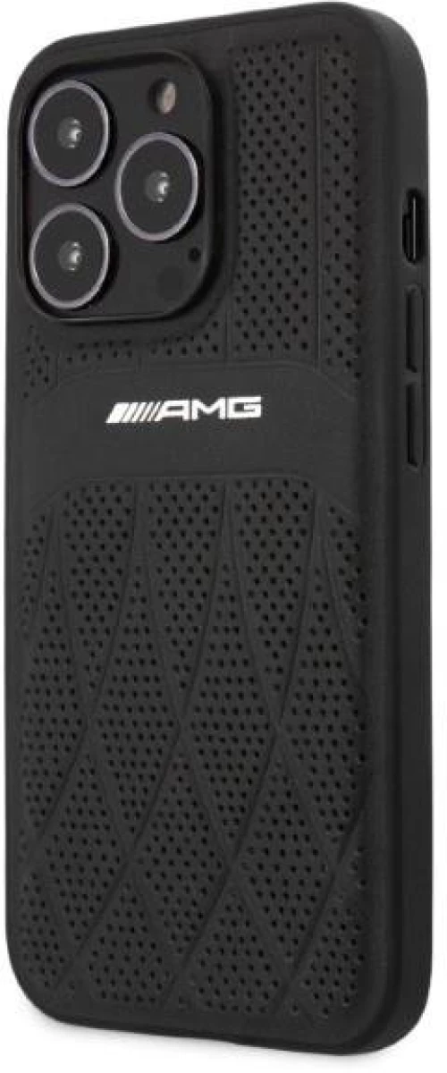 AMG AMHCP13LOSDBK iPhone 13 Pro / 13 6.1" black/black hardcase Leather Curved Lines