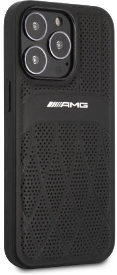 AMG AMHCP13LOSDBK iPhone 13 Pro / 13 6.1" black/black hardcase Leather Curved Lines