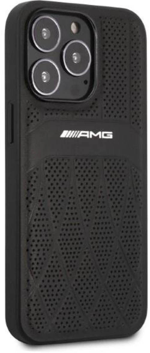 AMG AMHCP13LOSDBK iPhone 13 Pro / 13 6.1" black/black hardcase Leather Curved Lines