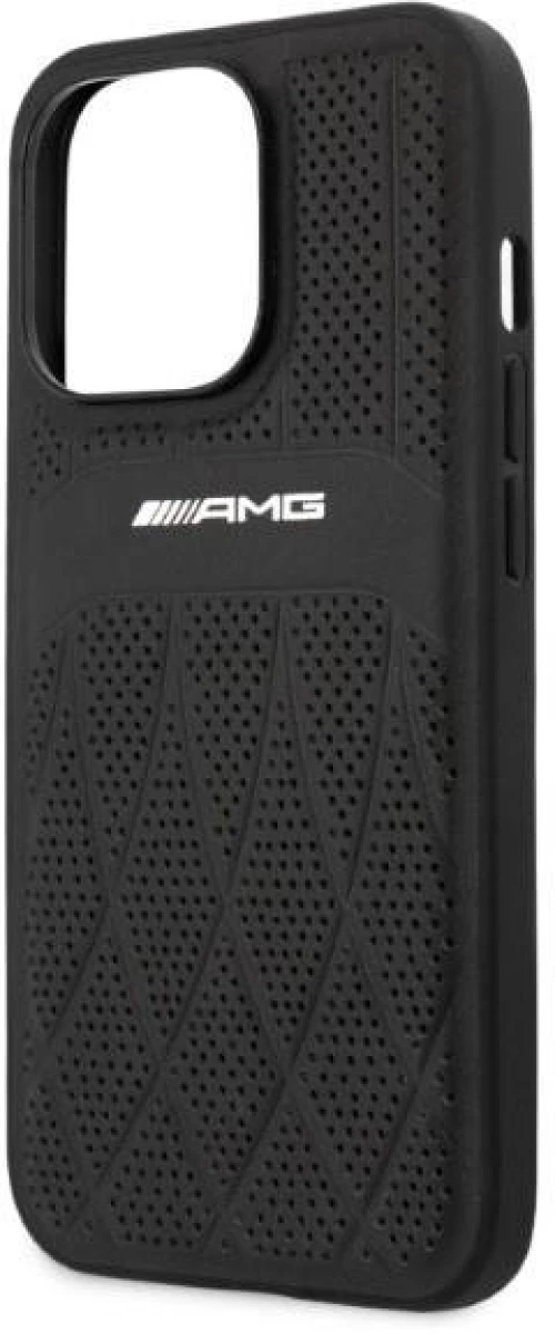 AMG AMHCP13LOSDBK iPhone 13 Pro / 13 6.1" black/black hardcase Leather Curved Lines