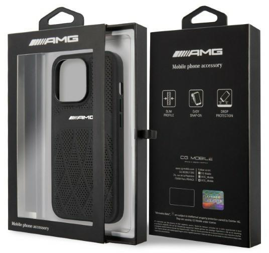 AMG AMHCP13LOSDBK iPhone 13 Pro / 13 6.1" black/black hardcase Leather Curved Lines
