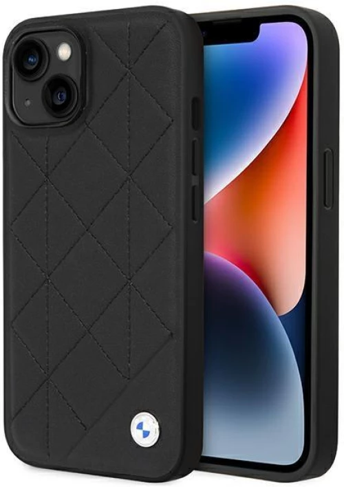 Case BMW BMHCP14S22RQDK iPhone 14 6.1" black/black Leather Quilted