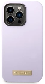 Guess GUHMP14LSBPLU iPhone 14 Pro 6.1" purple/purple hard case Silicone Logo Plate MagSafe