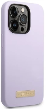 Guess GUHMP14LSBPLU iPhone 14 Pro 6.1" purple/purple hard case Silicone Logo Plate MagSafe