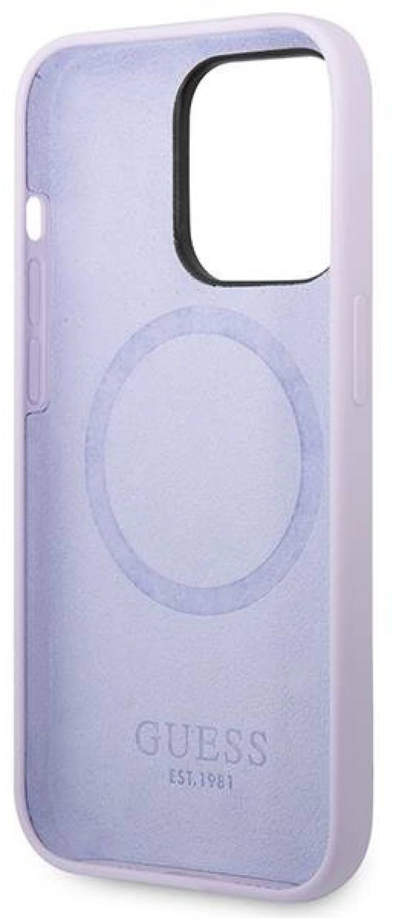 Guess GUHMP14LSBPLU iPhone 14 Pro 6.1" purple/purple hard case Silicone Logo Plate MagSafe