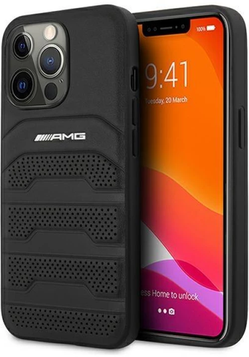 AMG AMHCP13LGSEBK iPhone 13 Pro / 13 6,1" czarny/black hardcase Leather Debossed Lines