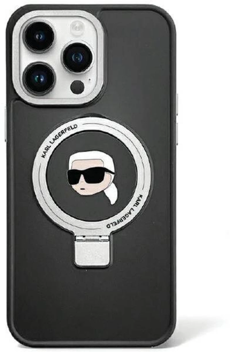 Karl Lagerfeld KLHMP15SHMRSKHK iPhone 15 6.1" black/black hardcase Ring Stand Karl Head MagSafe