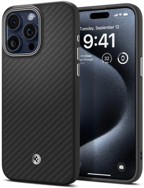 Spigen Enzo Aramid Mag Case with MagSafe for iPhone 15 Pro - Matte Black