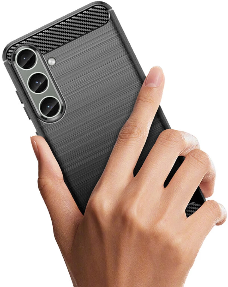 Case for Carbon Case Samsung Galaxy S24+ flexible silicone carbon cover - black