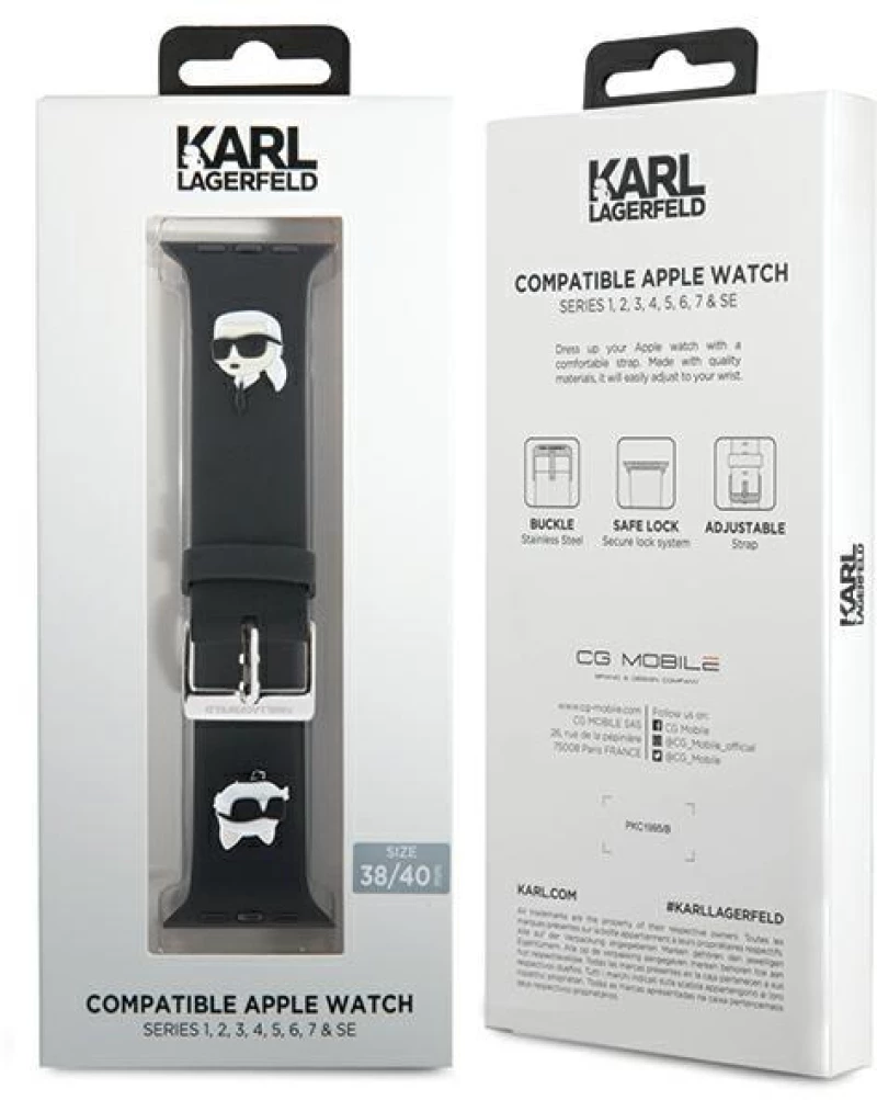 Karl Lagerfeld 3D Rubber Karl&Choupette Heads strap for Apple Watch 38/40/41mm - black
