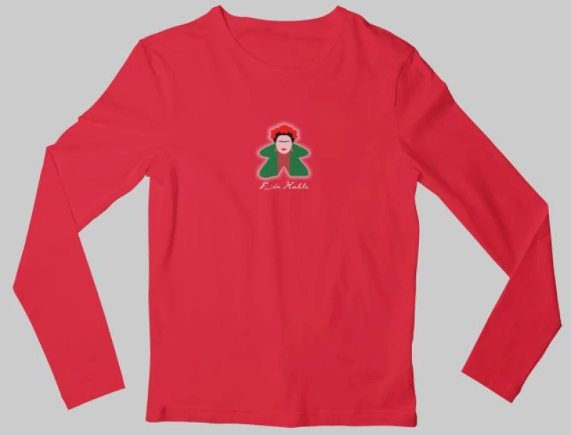 Frida Kahlo Meeple μακρυμάνικο παιδικό T-shirt - RED
