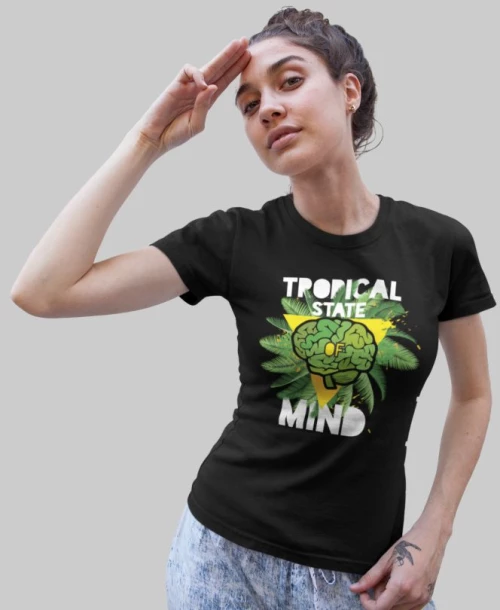 Tropical state of mind w t-shirt - BLACK