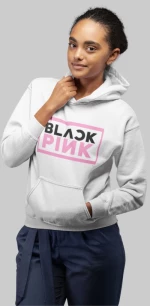 Black Pink Logo W Φούτερ Με Κουκούλα - WHITE