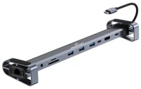 POWERTECH docking station PTR-0152, 10 θυρών, βάση laptop, USB-C, γκρι