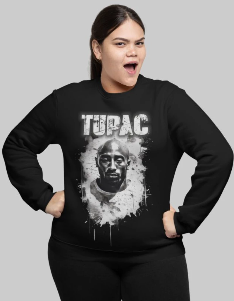 2pac w φούτερ - BLACK
