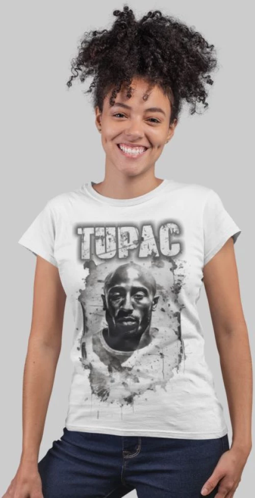 2pac w t-shirt - WHITE