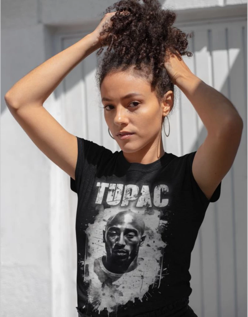 2pac w t-shirt - WHITE