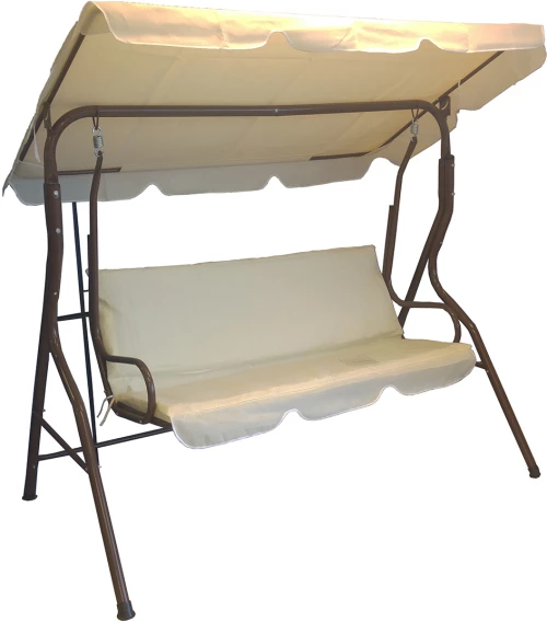 Κούνια Μεταλλική Τριθέσια Μπεζ/Καφέ 170x110x153cm