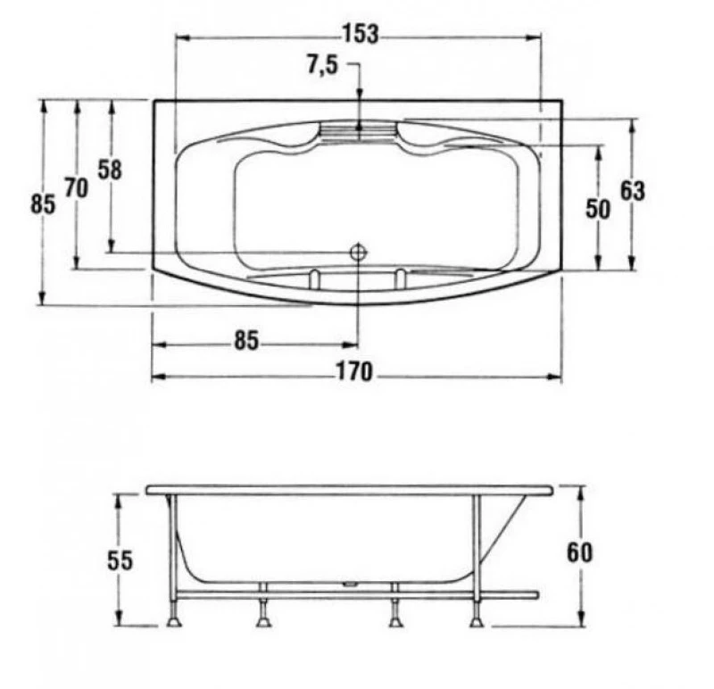 Μπανιέρα Ακρυλική Sanitec Lorena 512 Ορθογώνια (170 x 70 [85] cm)
