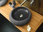 Νιπτήρας Επιτραπέζιος Πέτρινος Bati Stoone Nadia Grey-Black Ø40cm x 13cm