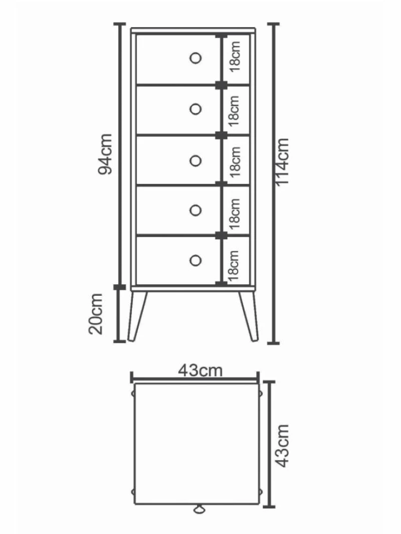 Συρταριέρα ArteLibre AMARI Λευκό Μοριοσανίδα 43x43x114cm