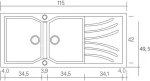 Νεροχύτης Συνθετικός Γρανίτης Sanitec Classic  332 (115X50) Αντιστρεφόμενος Επικαθήμενος 17_METALLIC SILVER