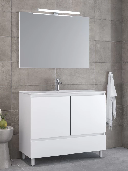 Έπιπλο Μπάνιου Furnibath Malaga 100C Royal White Βάση,Νιπτήρας,Καθρέφτης (72ML100CWH)