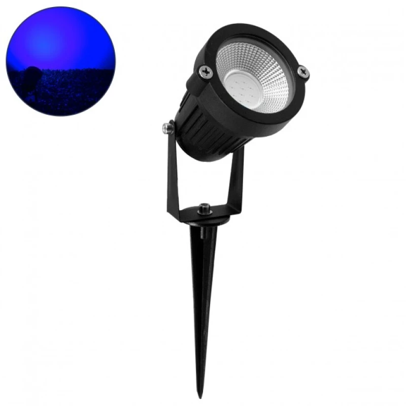 Προβολάκι Κήπου Καρφί 10W IP67 Μπλε Dimmable Μαύρο 75587 Globostar 75587 Μαύρο