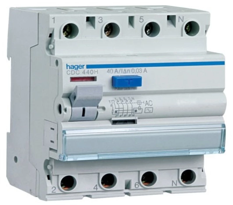 Ρελέ διαφυγής 40A-63A τύπου AC τριφασικό Hager CDC742H CDC763H CDC742H