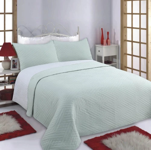 ΚΟΥΒΕΡΛΙ σετ (220cm x 240cm + 2 x 50cm x 70cm) DIAMOND mint/grey - -