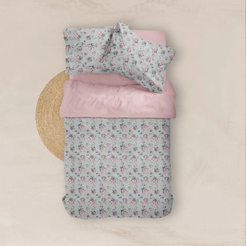 Σεντόνια Εμπριμέ Σετ Αγιρολούλουδο Υπέρδιπλα Μπεζ (2) 240 x 260 cm + (2) 50 x 70 cm