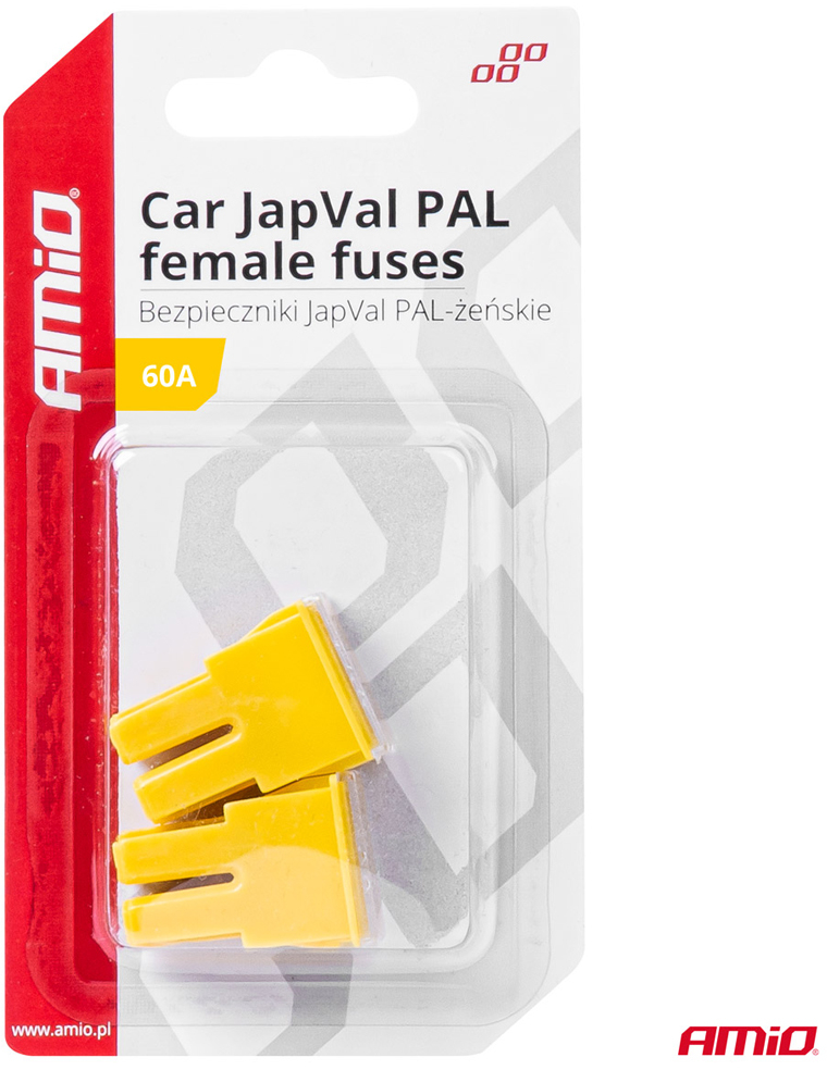 AMIO ΑΣΦΑΛΕΙΕΣ JapVal PAL ΘΗΛΥΚΕΣ 60A ΣΕ ΚΙΤΡΙΝΟ ΧΡΩΜΑ AMIO - 2 Τεμ. 03392/AM