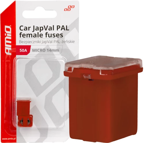AMIO ΑΣΦΑΛΕΙΕΣ JapVal PAL ΜICRO 14mm ΘΗΛΥΚΕΣ 50A ΣΕ ΚΟΚΚΙΝΟ ΧΡΩΜΑ AMIO - 2 Τεμ. 03455/AM