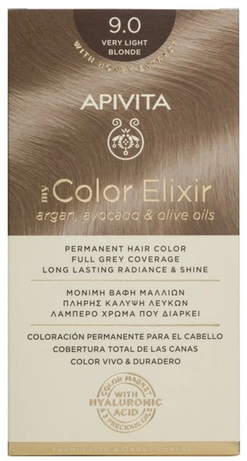 Apivita My Color Elixir Μόνιμη Βαφή Μαλλιών Χωρίς Αμμωνία - 9.0 Ξανθό Πολύ Ανοιχτό