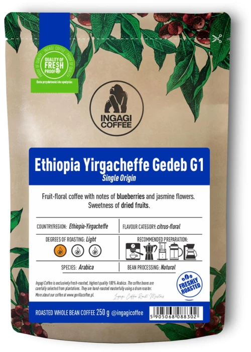 Καφές Espresso Ingagi Ethiopia Yirgacheffe Gedeb G1 250g σε κόκκους