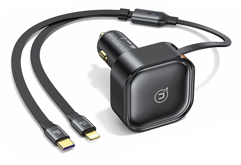 USAMS φορτιστής αυτοκινήτου US-CC219 καλώδιο USB-C/Lightning 30W, μαύρος