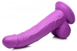 XR BRANDS REALISTIC DILDO W/ TESTICLES PURPLE