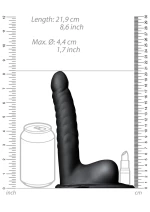 Ribbed Hollow Strap-On with Balls Black