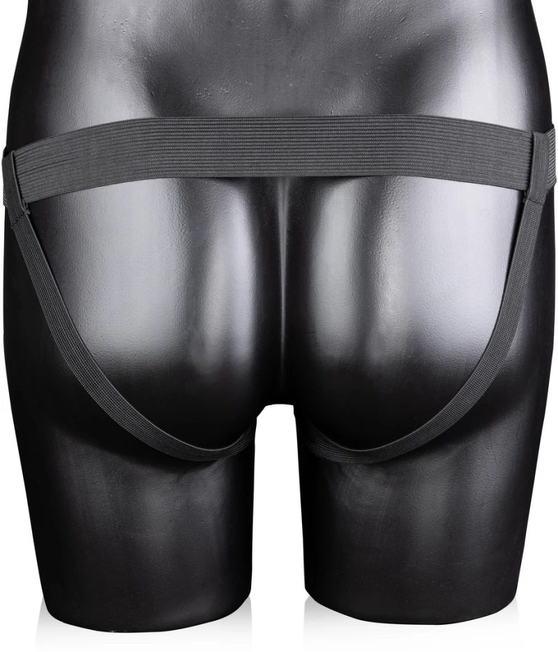 Ribbed Hollow Strap-On with Balls Black