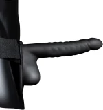 Ribbed Hollow Strap-On with Balls Black