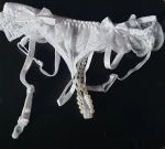 Garter belt & pearl G-String White