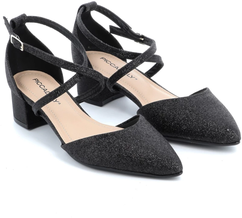 Γυναικεία Γόβα Piccadilly Χρώματος Μαύρο Glitter 739041-1
