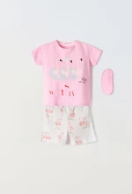 Πυτζάμα με μάσκα ύπνου κορίτσι "Flamingo" ροζ (Ροζ )