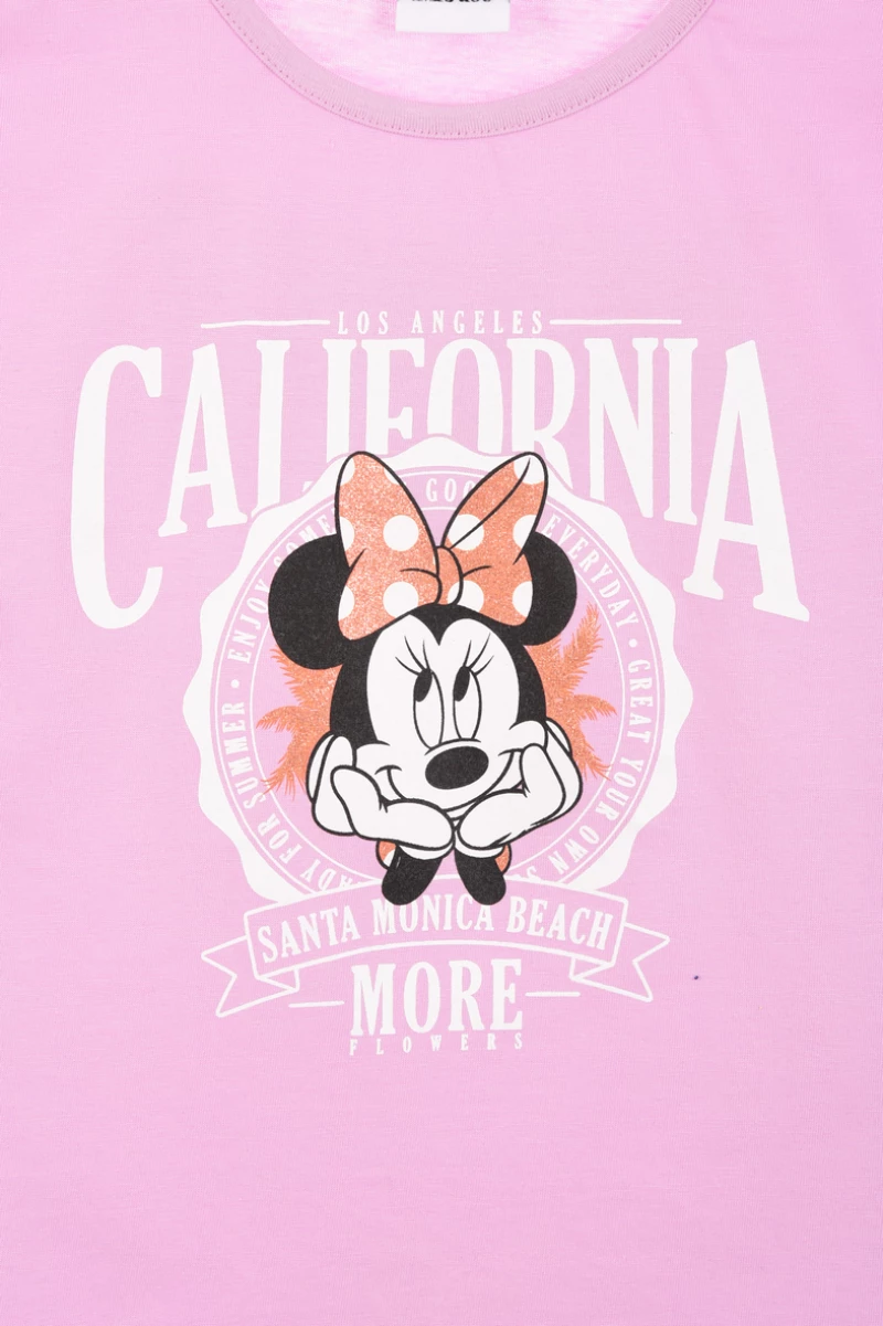 Μπλούζα κοντομάνικη κορίτσι "California minnie" ροζ (Ροζ )