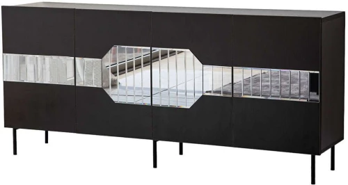 Μπουφές Milan 552NOS1806 180x40x80cm Black-Fume Μοριοσανίδα, Μελαμίνη