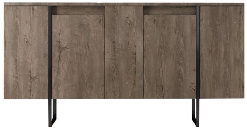 Μπουφές Luxe 618BLY1177 160x35x80cm Walnut-Black Μελαμίνη,Μέταλλο