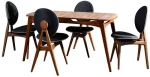 Τραπεζαρία Touch (Σετ 5Τμχ) 998VOW2130 160x80x75cm Walnut-Anthracite 4 Θέσεων Ξύλο,Ύφασμα
